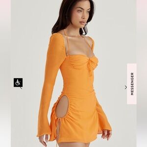 House of CB baby dress TANGERINE CHIFFON HALTER MINI DRESS